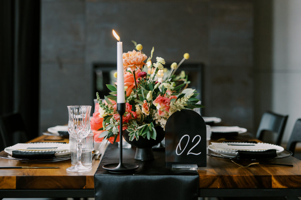 Reception florals and table set up